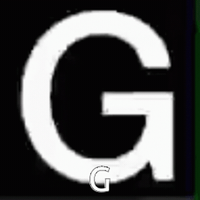 A White Letter G Is Against A Black Background . GIF