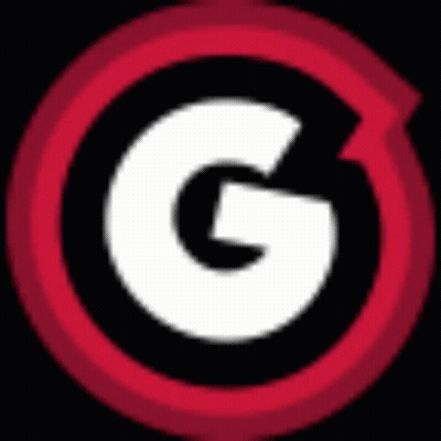 A White Letter G Is In A Red Circle . GIF