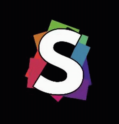 A White Letter J Is Surrounded By Colorful Squares . GIF