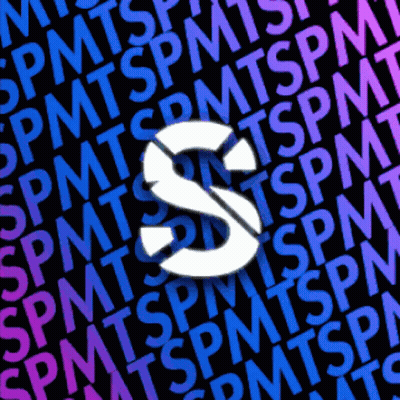 A White Letter S Is Surrounded By The Words Spmtspm On A Black Background GIF