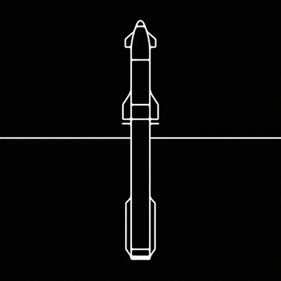 A White Line Drawing Of A Rocket On A Black Background GIF