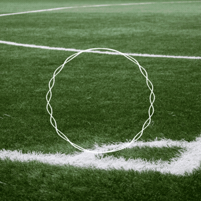 A White Line On A Soccer Field With A Circle Drawn In The Middle GIF