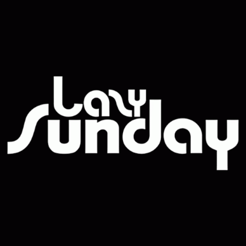 A White Logo For Lazy Sunday Is On A Black Background GIF