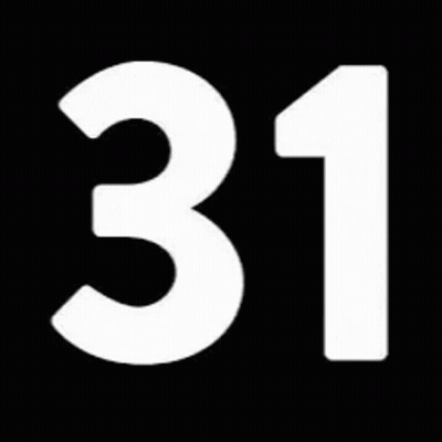 A White Number 31 On A Black Background GIF
