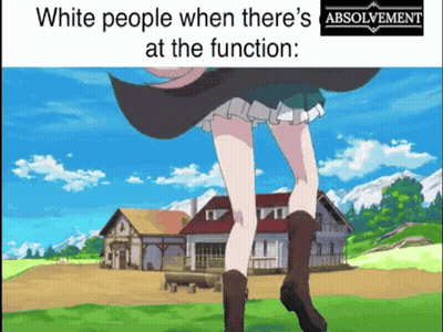 A White People When There 'S At The Function Meme Shows A Girl Standing In Front Of A House GIF