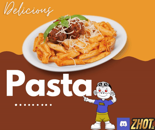 A White Plate Of Pasta With Meatballs On A Brown And Orange Background GIF