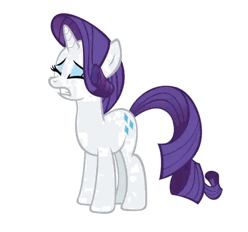 A White Pony With A Purple Mane And Tail Has A Sad Look On Its Face Sticker