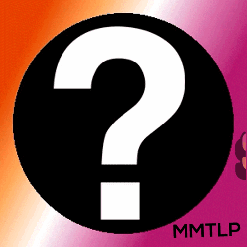 A White Question Mark In A Black Circle With Mmtlp Written Below It GIF