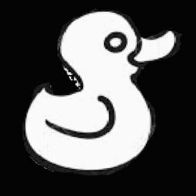 A White Rubber Duck With A Black Beak On A Black Background . GIF