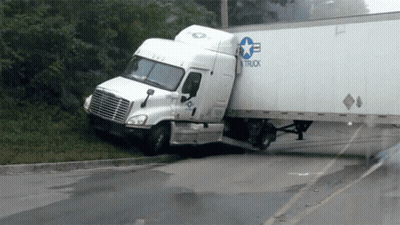 A White Semi Truck With The Word Truck On It GIF