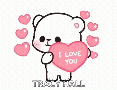 A White Teddy Bear Is Holding A Pink Heart That Says `` I Love You '' . GIF