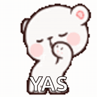 A White Teddy Bear With The Word Yas On The Bottom GIF