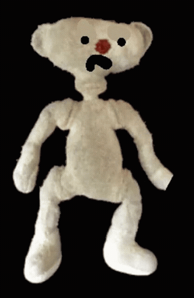 A White Teddy Bear With The Words What 'S Going On To Me Above It GIF