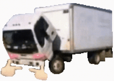 A White Truck With A Pink Stripe On The Side Is Giving A Thumbs Up GIF