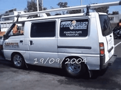A White Van With The Date 19/09/2004 On The Back GIF