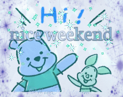 A Winnie The Pooh And Piglet Greeting Card That Says Nice Weekend GIF