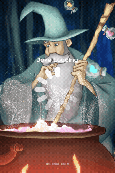 A Wizard Is Stirring Something In A Cauldron While A Joke Loading Screen Appears GIF