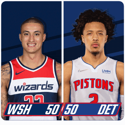 A Wizards Player And A Pistons Player Are Shown GIF