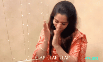A Woman Clapping Her Hands With The Words Clap Clap Clap Written On The Bottom GIF