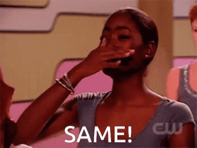 A Woman Covering Her Face With Her Hand And The Word Same Is On The Bottom Right GIF