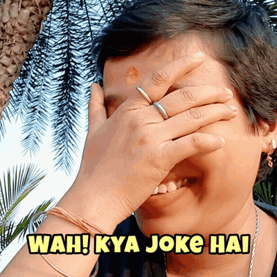 A Woman Covering Her Face With Her Hand With Wah Kya Joke Hai Written In Yellow GIF