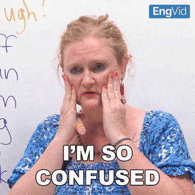 A Woman Covering Her Face With Her Hands And The Words I 'M So Confused GIF