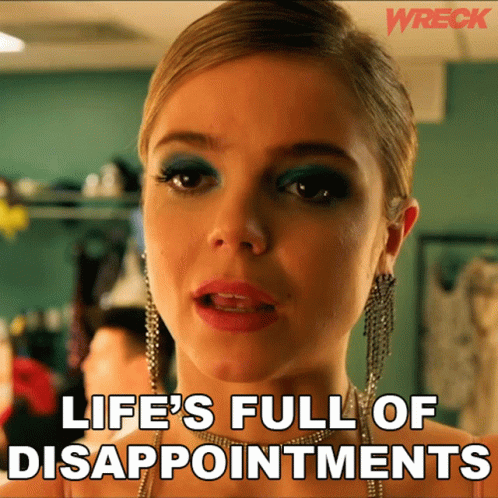 A Woman Crying With The Words Life 'S Full Of Disappointments GIF