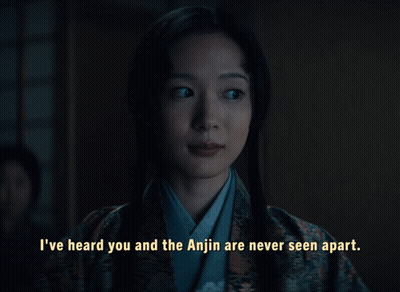 A Woman Drinking From A Cup With The Words " I 'Ve Heard You And The Anjing Are Never Seen Apart " Below Her GIF