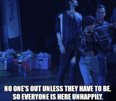 A Woman Giving A Middle Finger With The Words No One 'S Out Unless They Have To Be So Everyone Is Here Unhappily Below H GIF