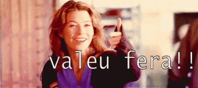 A Woman Giving A Thumbs Up With The Words Valeu Fera Written Below Her GIF