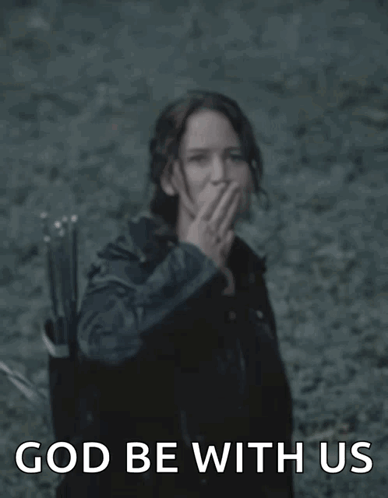 A Woman Giving The Middle Finger And The Words God Be With Us GIF