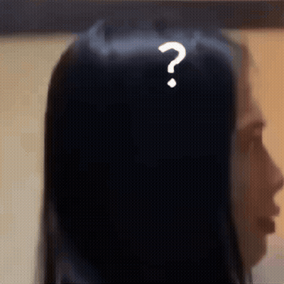 A Woman Has A Question Mark On Her Head . GIF