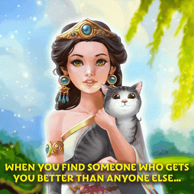 A Woman Holding A Cat With The Words " When You Find Someone Who Gets You Better Than Anyone Else " On The Bottom GIF