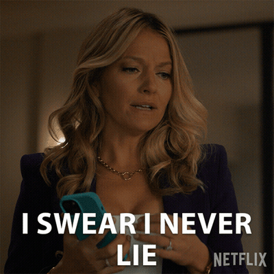 A Woman Holding A Cell Phone Says I Swear I Never Lie On Netflix GIF