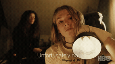 A Woman Holding A Lamp With The Words Unfortunately No On The Bottom Right GIF