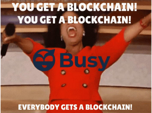 A Woman Holding A Microphone With The Words You Get A Blockchain GIF