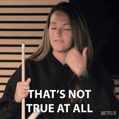 A Woman Holding A Pool Cue Says That 'S Not True At All Netflix GIF