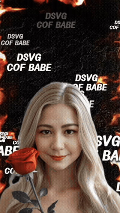 A Woman Holding A Red Rose With The Words Dsvg Cof Babe GIF