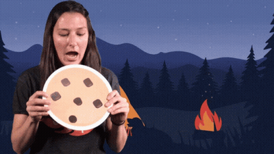 A Woman Holds A Plate With A Cookie On It GIF
