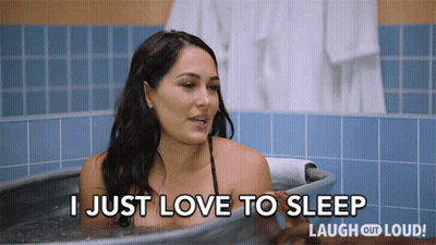 A Woman In A Bathtub With The Words I Just Love To Sleep Laugh Out Loud GIF