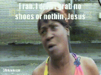 A Woman In A Bikini Says I Ran I Didn 'T Grab No Shoes Or Nothin Jesus GIF