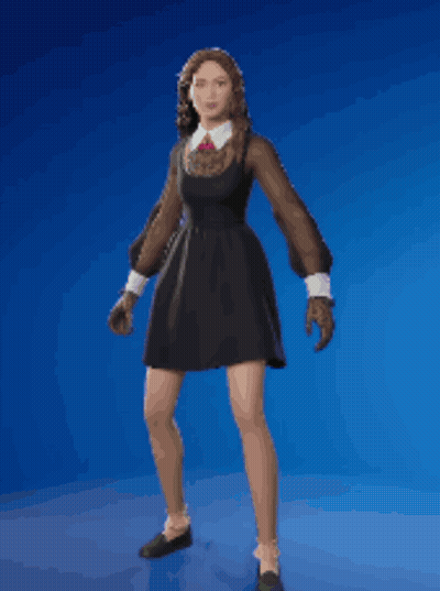 A Woman In A Black Dress Is Dancing With A Blue Background GIF