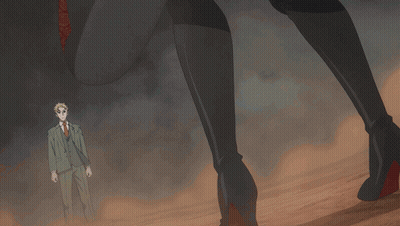 A Woman In A Black Dress Is Holding A Knife In Her Right Hand GIF