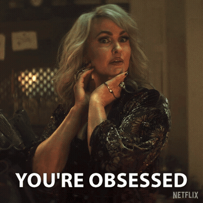 A Woman In A Black Dress Says " You 'Re Obsessed " On Netflix GIF