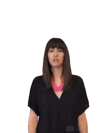 A Woman In A Black Shirt And Pink Necklace Is Waving Her Hand Sticker