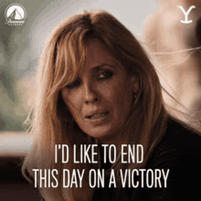 A Woman In A Black Shirt Says " I 'D Like To End This Day On A Victory " GIF