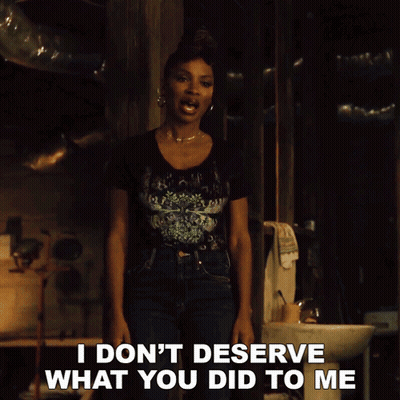 A Woman In A Black Shirt Says I Don 'T Deserve What You Did To Me GIF