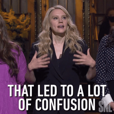 A Woman In A Black Suit Says That Led To A Lot Of Confusion GIF