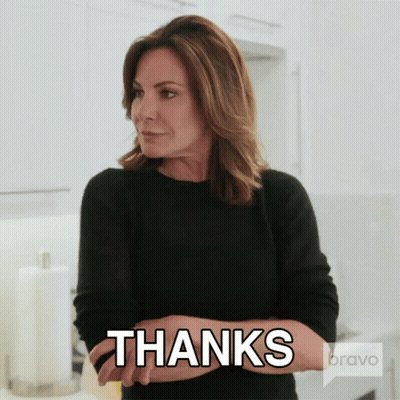 A Woman In A Black Sweater Says Thanks On Bravo GIF