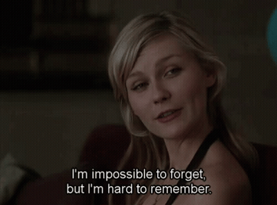A Woman In A Black Top Is Saying I 'M Impossible To Forget But I 'M Hard To Remember GIF